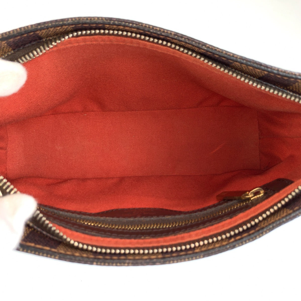 LOUIS VUITTON ルイヴィトン ダミエ トロター ブラウン ゴールド金具 PVC N48049 ショルダーバッグ ポシェット レディース B73