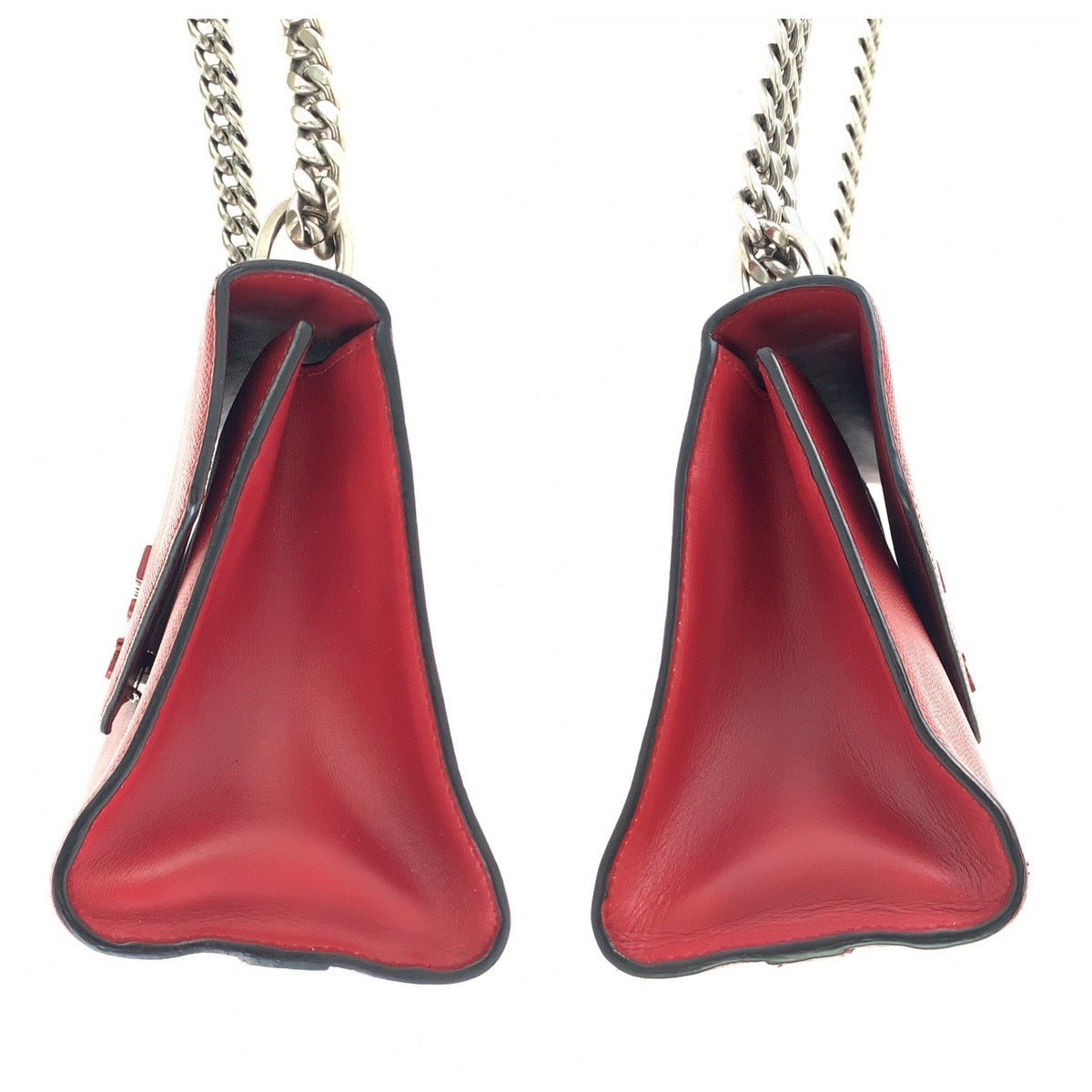 PRADA プラダ サフィアーノ レッド シルバー金具 レザー チェーンショルダーバッグ ポシェット レディース ABP87
