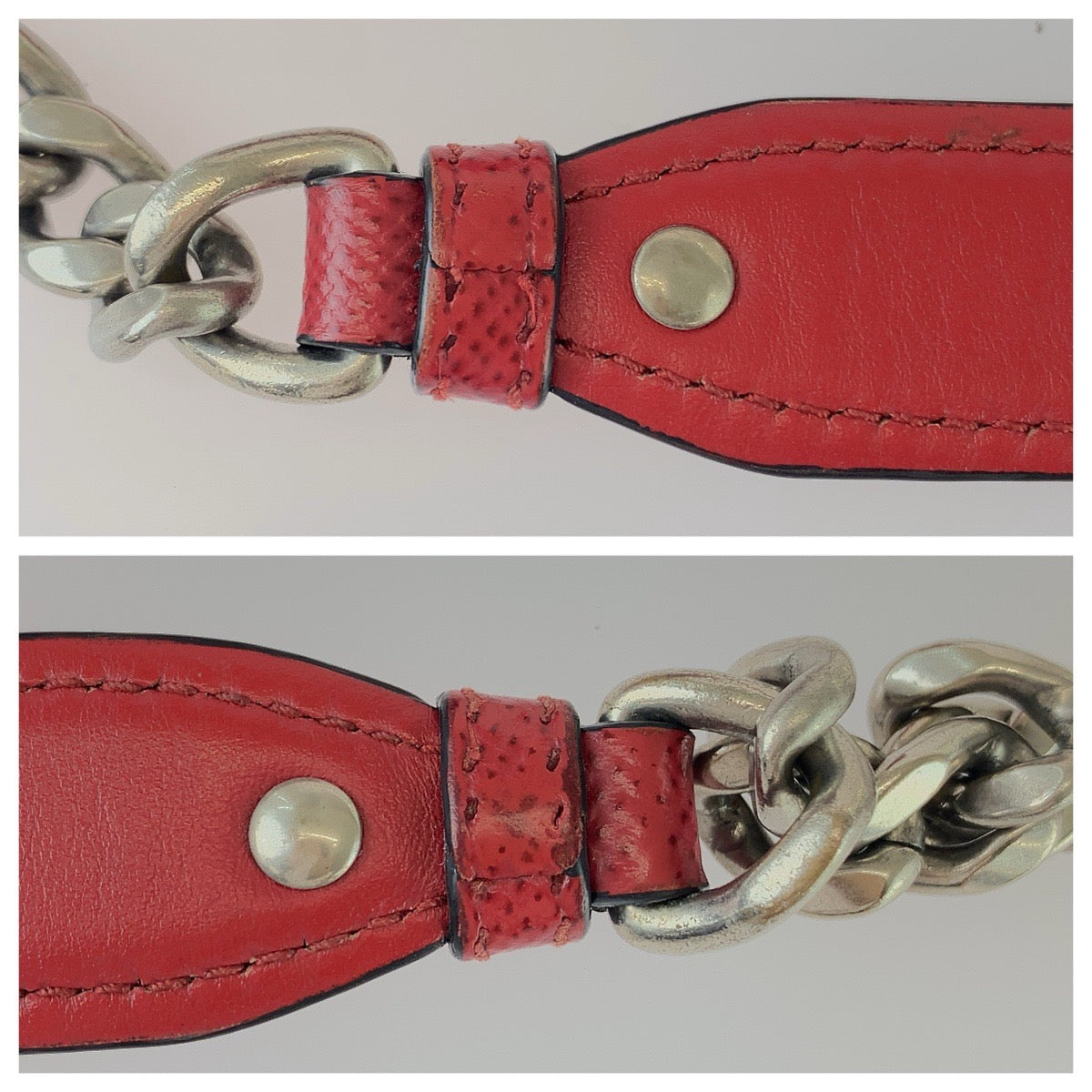 PRADA プラダ サフィアーノ レッド シルバー金具 レザー チェーンショルダーバッグ ポシェット レディース ABP87