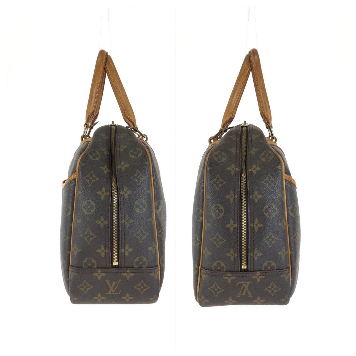 LOUIS VUITTON ルイヴィトン モノグラム ドーヴィル ブラウン ゴールド金具 PVC / レザー M47270 ハンドバッグ レディース B50