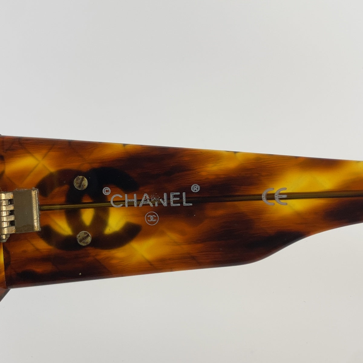 CHANEL シャネル ヴィンテージ マトラッセ ココマーク マーブル柄 ブラウン ゴールド プラスチック サングラス ウェリントン レディース AB20