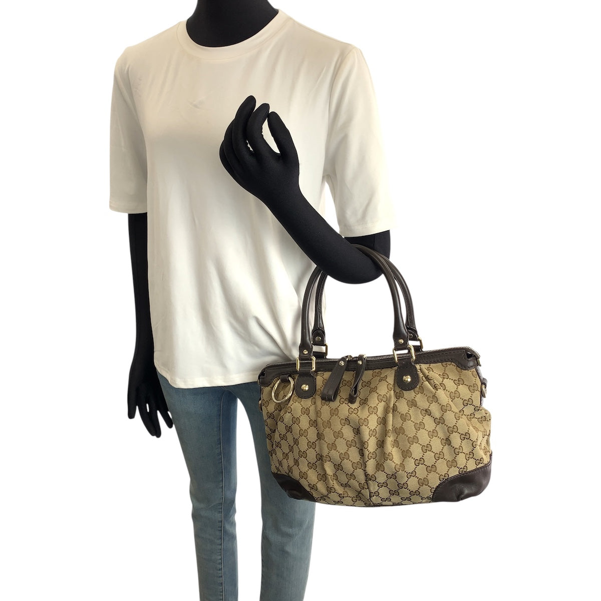GUCCI グッチ スーキー 2way ベージュ ブラウン ゴールド金具 GGキャンバス / レザー 247902 トートバッグ ショルダーバッグ レディース AB50