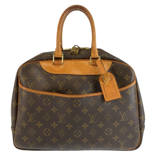 LOUIS VUITTON ルイヴィトン モノグラム ドーヴィル ブラウン ゴールド金具 PVC / レザー M47270 ハンドバッグ ボストンバッグ レディース B40