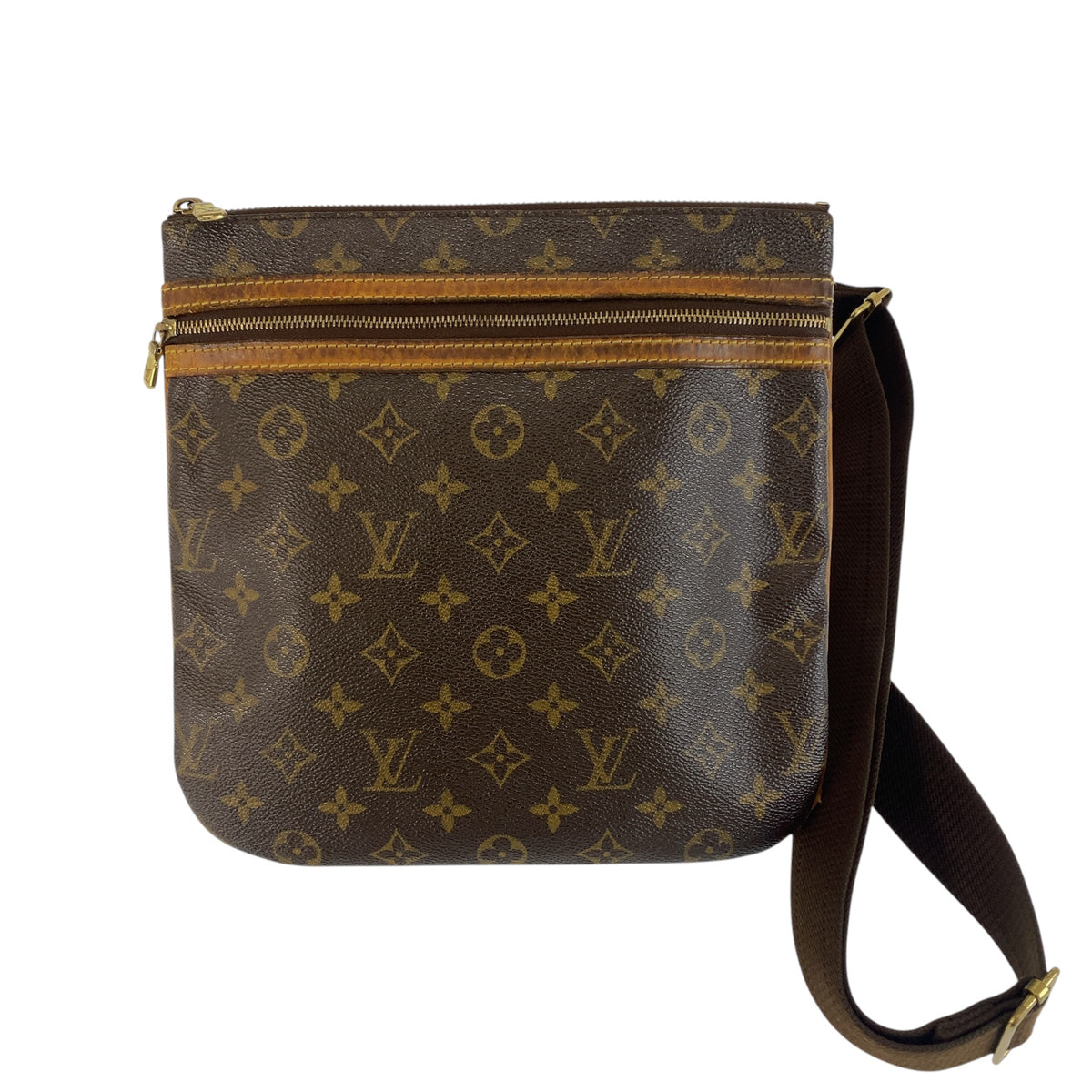 LOUIS VUITTON ルイヴィトン モノグラム ポシェット ボスフォール ブラウン PVC / レザー M40044 ショルダーバッグ ポシェット メンズ B37