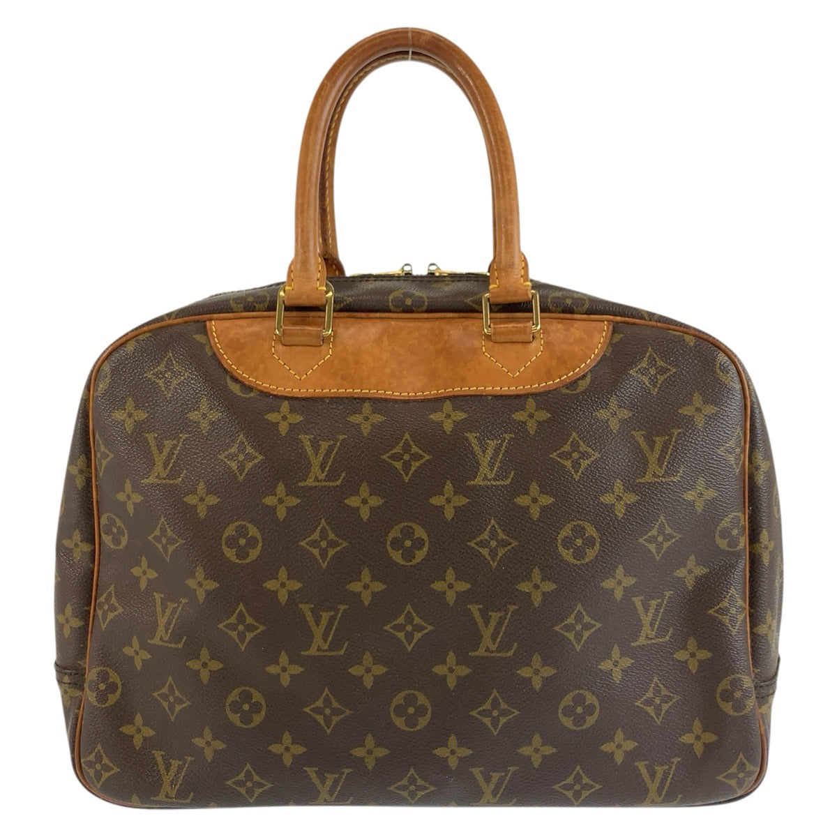 LOUIS VUITTON ルイヴィトン モノグラム ドーヴィル ブラウン ゴールド金具 PVC / レザー M47270 ハンドバッグ ボストンバッグ レディース B37
