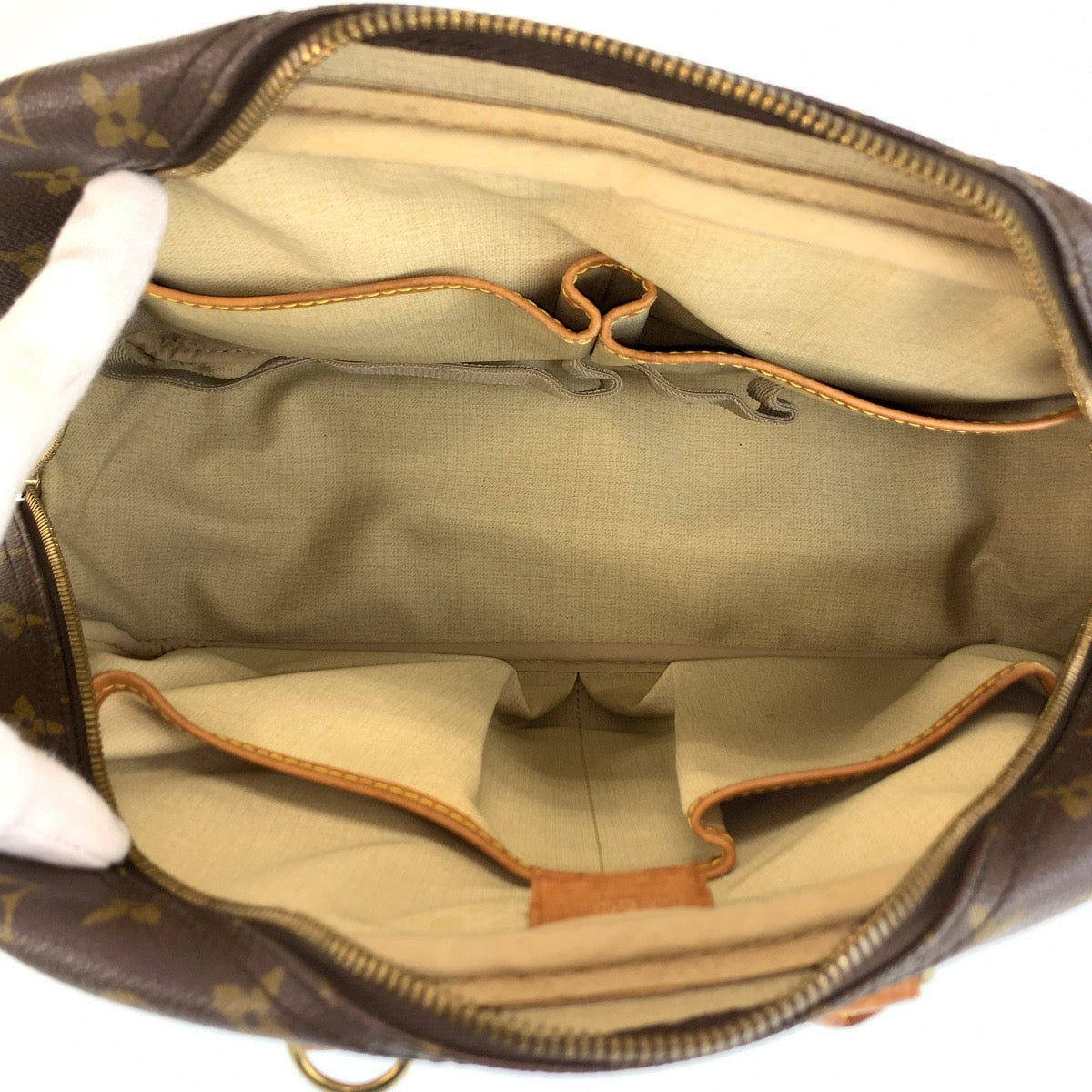LOUIS VUITTON ルイヴィトン モノグラム ドーヴィル ブラウン ゴールド金具 PVC / レザー M47270 ハンドバッグ ボストンバッグ レディース B37