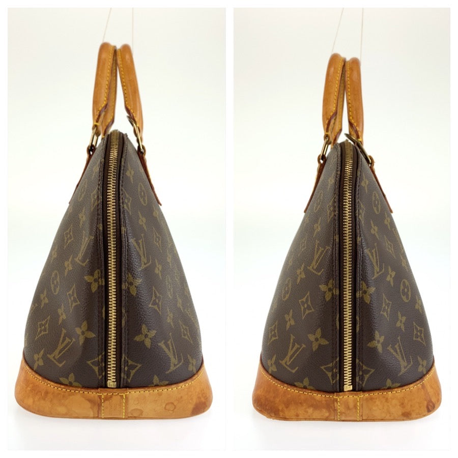 LOUIS VUITTON ルイヴィトン モノグラム アルマ ブラウン ゴールド金具 PVC / レザー M51130 ハンドバッグ レディース B50