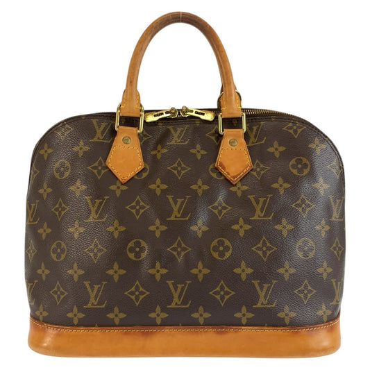LOUIS VUITTON ルイヴィトン モノグラム アルマ ブラウン ゴールド金具 PVC / レザー M51130 ハンドバッグ ボストンバッグ レディース B50