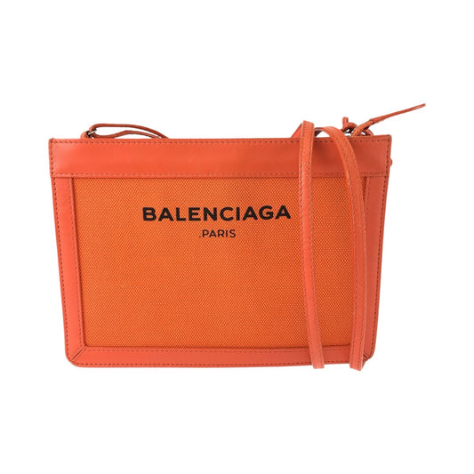 BALENCIAGA バレンシアガ オレンジ シルバー金具 レザー / キャンバス 390641 ショルダーバッグ ポシェット レディース AB32