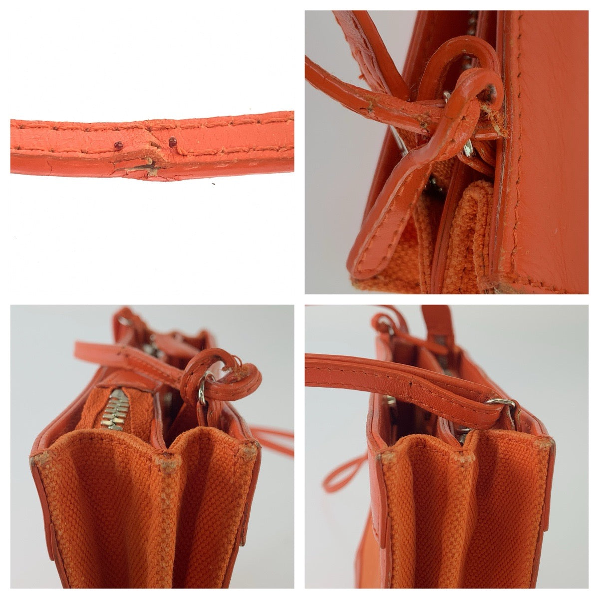 BALENCIAGA バレンシアガ オレンジ シルバー金具 レザー / キャンバス 390641 ショルダーバッグ ポシェット レディース AB32