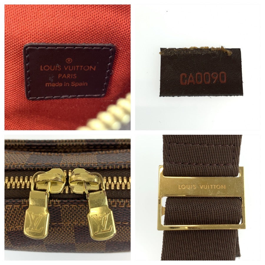 LOUIS VUITTON ルイヴィトン ダミエ ジェロニモス ブラウン ゴールド金具 PVC N51994 ボディバッグ ウエストポーチ 男女兼用 メンズ AB60
