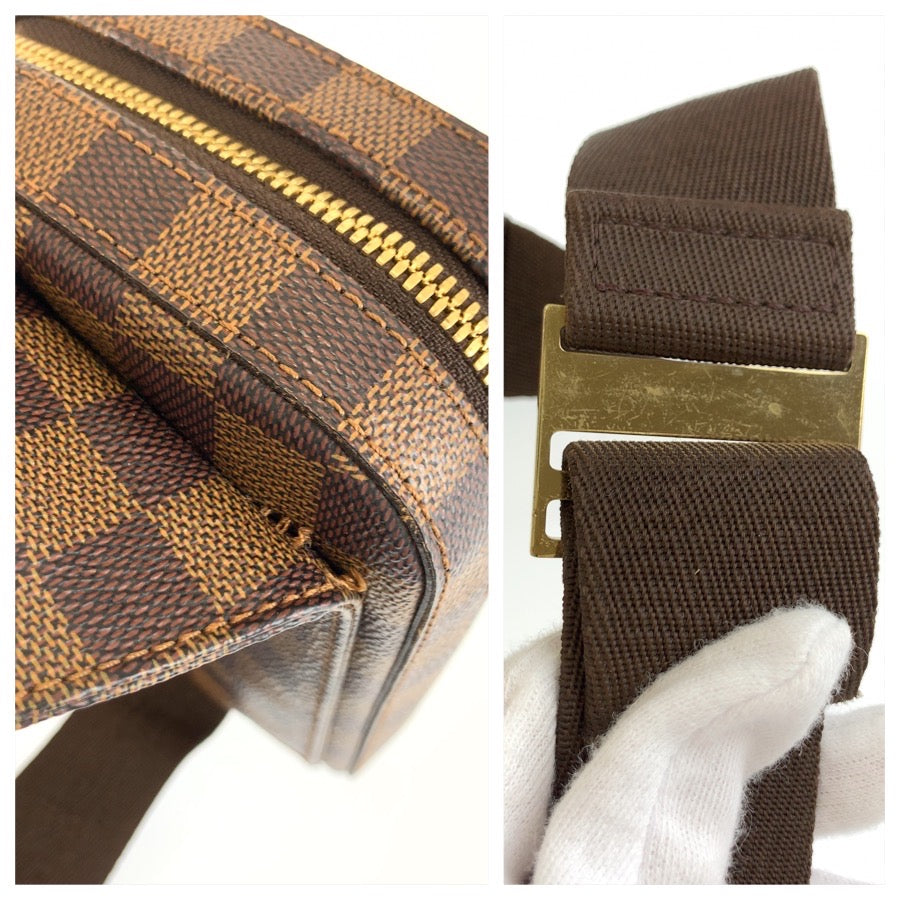 LOUIS VUITTON ルイヴィトン ダミエ ジェロニモス ブラウン ゴールド金具 PVC N51994 ボディバッグ ウエストポーチ 男女兼用 メンズ AB60