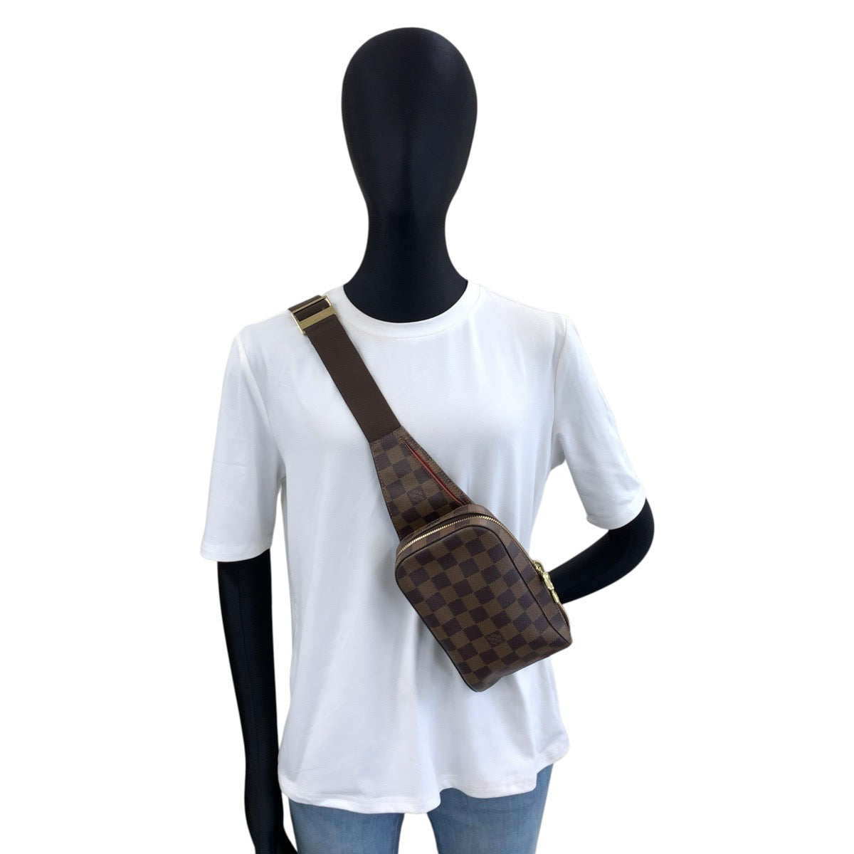 LOUIS VUITTON ルイヴィトン ダミエ ジェロニモス ブラウン ゴールド金具 PVC N51994 ボディバッグ ウエストポーチ 男女兼用 メンズ AB60
