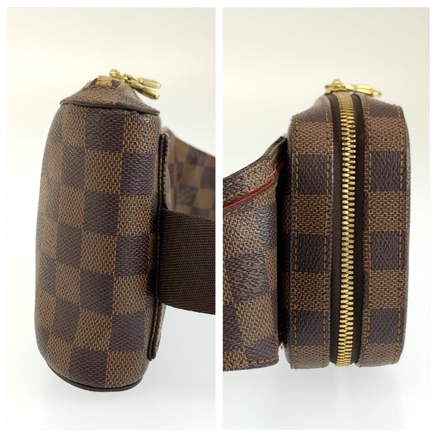 LOUIS VUITTON ルイヴィトン ダミエ ジェロニモス ブラウン ゴールド金具 PVC N51994 ボディバッグ ウエストポーチ 男女兼用 メンズ AB60