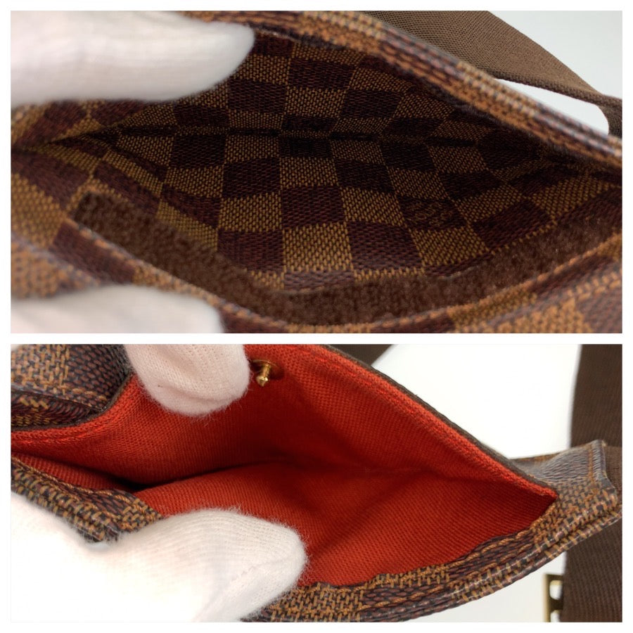 LOUIS VUITTON ルイヴィトン ダミエ ジェロニモス ブラウン ゴールド金具 PVC N51994 ボディバッグ ウエストポーチ 男女兼用 メンズ AB60