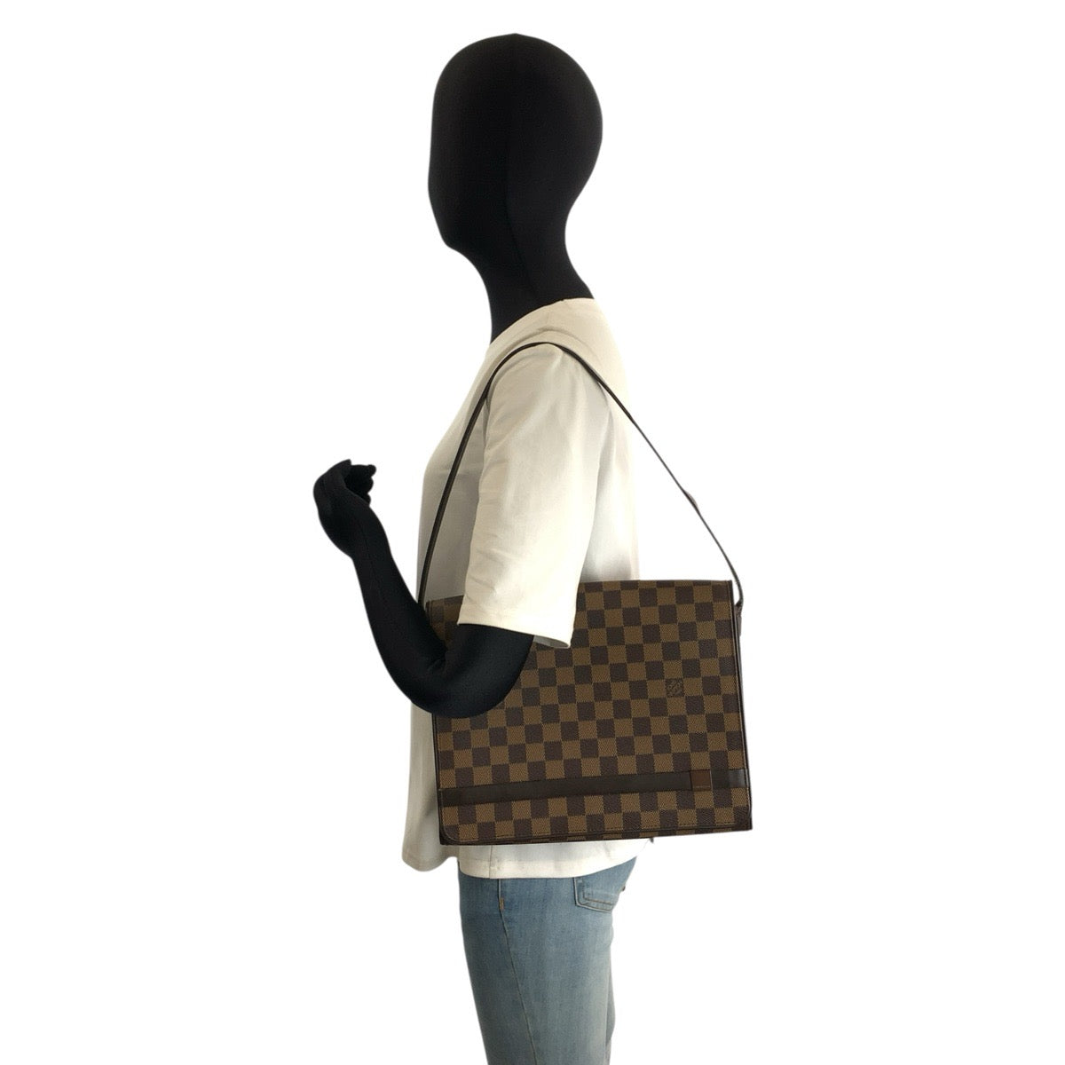 LOUIS VUITTON ルイヴィトン ダミエ トライベッカ カレ ブラウン PVC N51161 ショルダーバッグ レディース B46