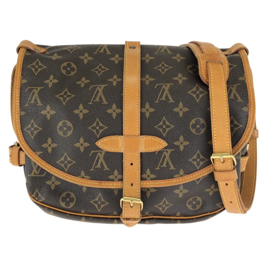 LOUIS VUITTON ルイヴィトン モノグラム ソミュール30 ブラウン ゴールド金具 PVC / レザー M42256 ショルダーバッグ メッセンジャーバッグ レディース AB64