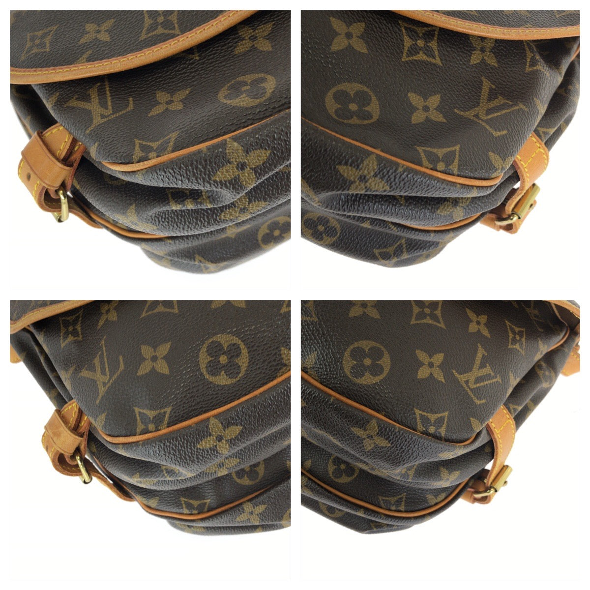 LOUIS VUITTON ルイヴィトン モノグラム ソミュール30 ブラウン ゴールド金具 PVC / レザー M42256 ショルダーバッグ メッセンジャーバッグ レディース AB64