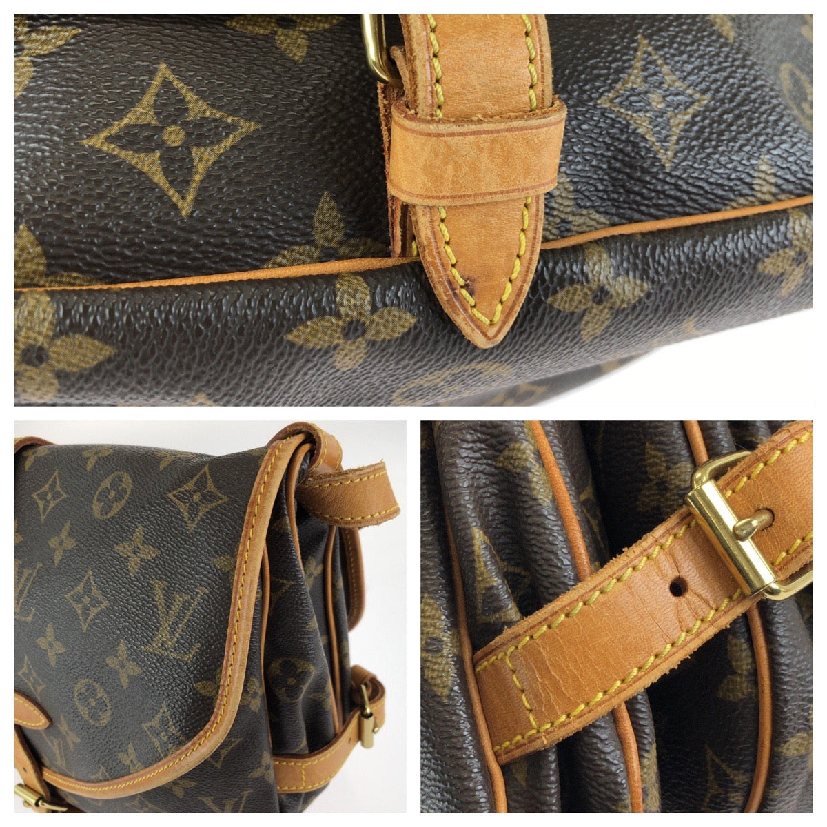 LOUIS VUITTON ルイヴィトン モノグラム ソミュール30 ブラウン ゴールド金具 PVC / レザー M42256 ショルダーバッグ メッセンジャーバッグ レディース AB64