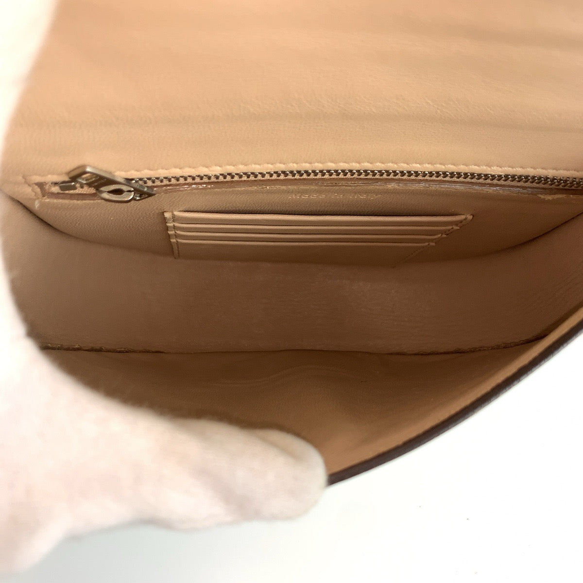CELINE セリーヌ スモール トロッター ベージュ シルバー金具 レザー ショルダーバッグ ポシェット レディース AB58