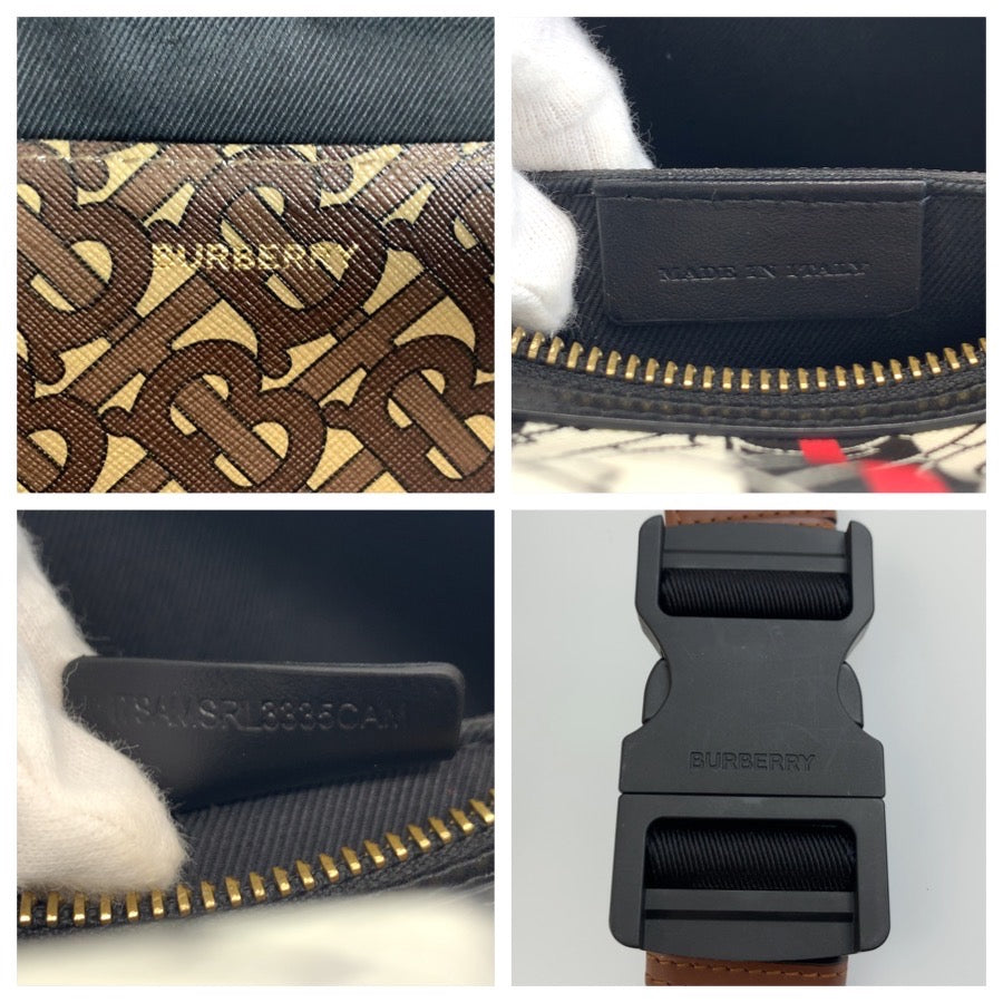 BURBERRY バーバリー TBモノグラム ブラウン PVC ボディバッグ ウエストポーチ バムバッグ メンズ ABP46
