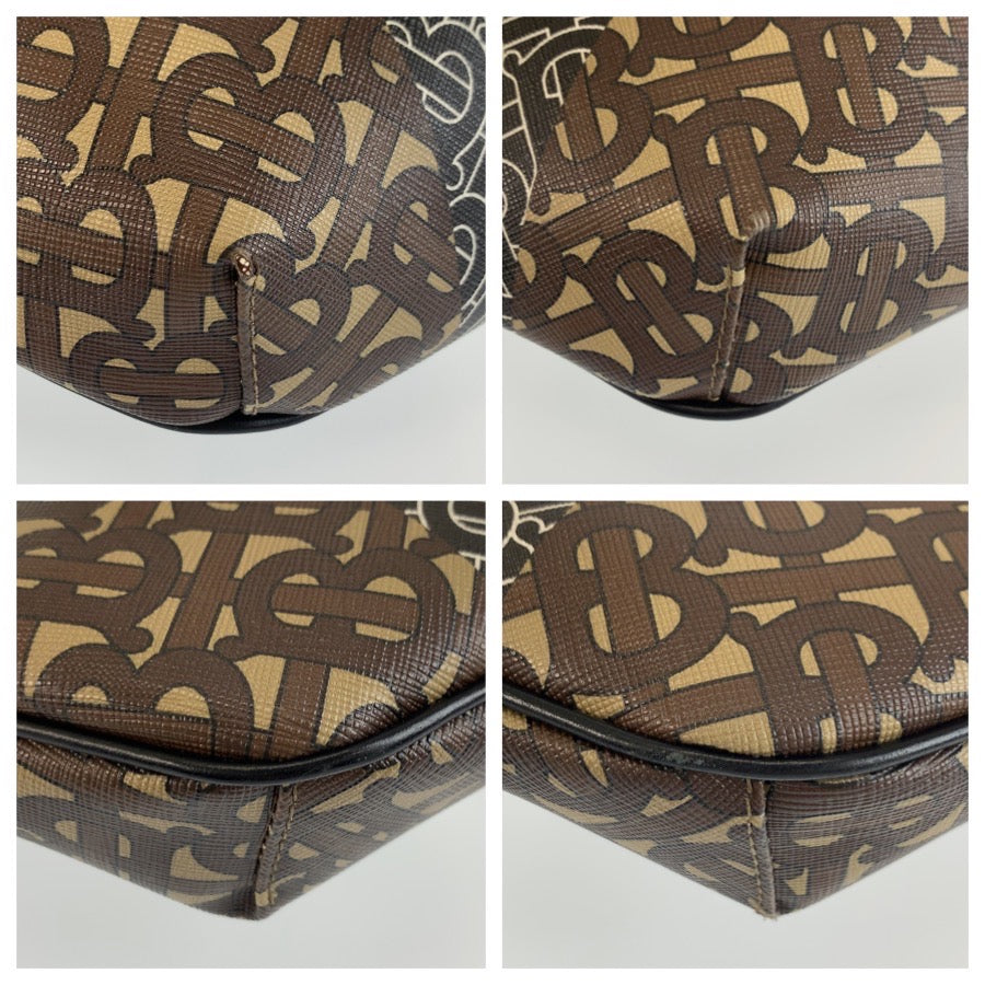 BURBERRY バーバリー TBモノグラム ブラウン PVC ボディバッグ ウエストポーチ バムバッグ メンズ ABP46