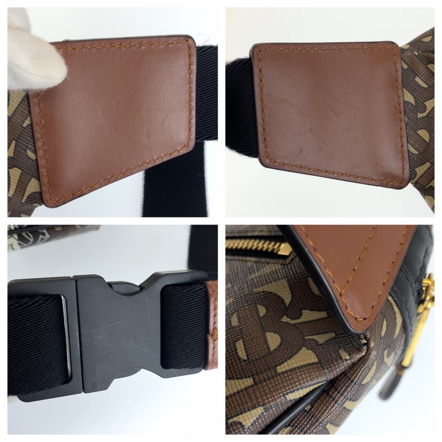 BURBERRY バーバリー TBモノグラム ブラウン PVC ボディバッグ ウエストポーチ バムバッグ メンズ ABP46