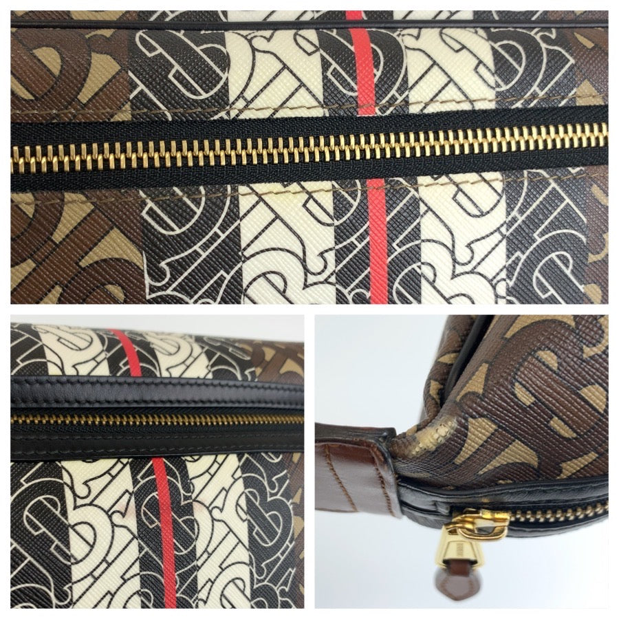 BURBERRY バーバリー TBモノグラム ブラウン PVC ボディバッグ ウエストポーチ バムバッグ メンズ ABP46