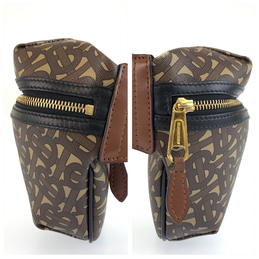 BURBERRY バーバリー TBモノグラム ブラウン PVC ボディバッグ ウエストポーチ バムバッグ メンズ ABP46