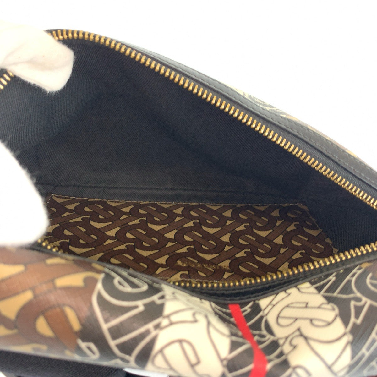 BURBERRY バーバリー TBモノグラム ブラウン PVC ボディバッグ ウエストポーチ バムバッグ メンズ ABP46
