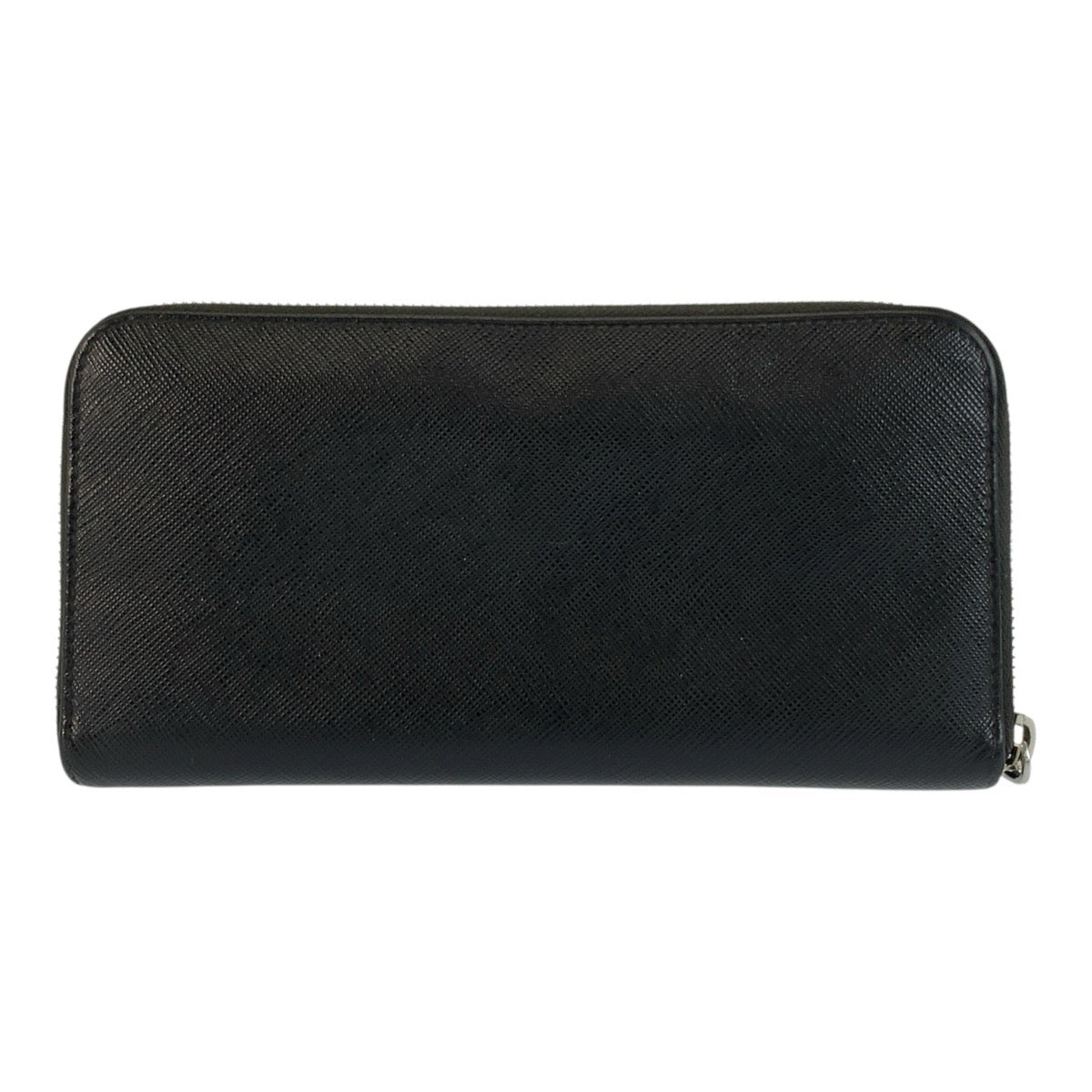 PRADA プラダ サフィアーノ 三角ロゴプレート ブラック 黒 シルバー金具 レザー 長財布 ロングウォレット メンズ AB28