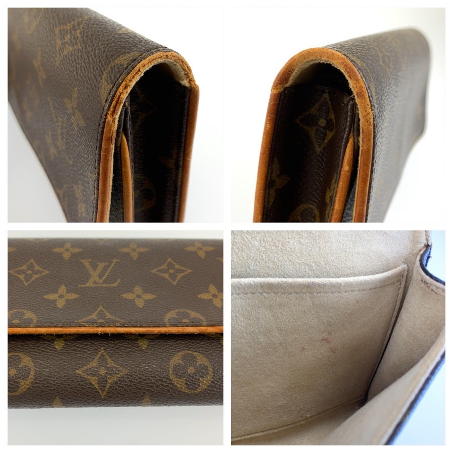 LOUIS VUITTON ルイヴィトン モノグラム ポシェットツインGM ブラウン ゴールド金具 PVC / レザー M51852 ショルダーバッグ ポシェット レディース B33