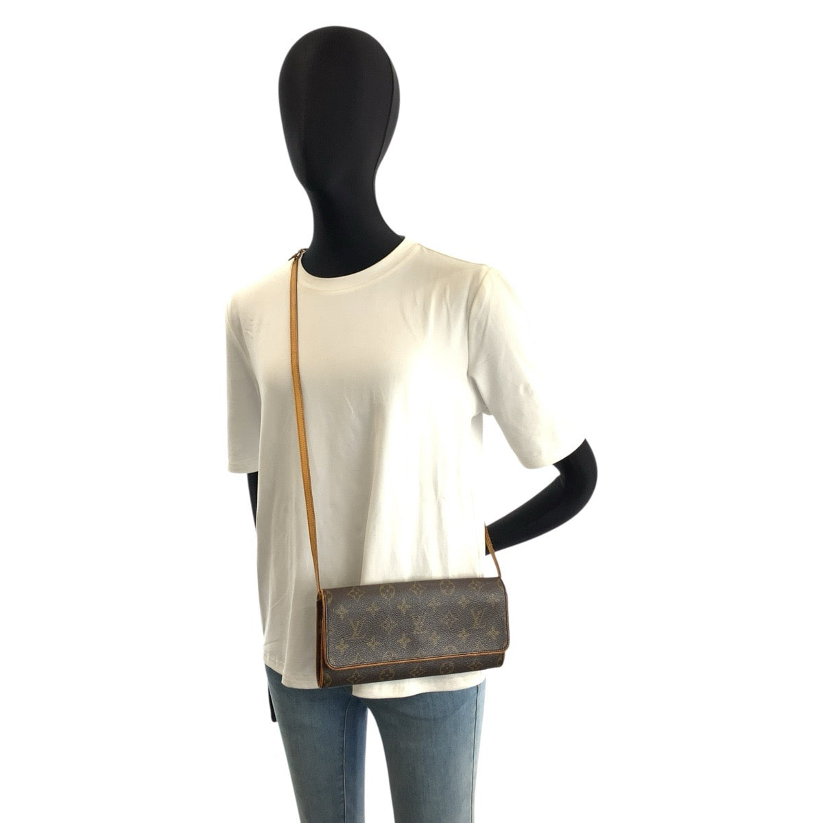 LOUIS VUITTON ルイヴィトン モノグラム ポシェットツインGM ブラウン ゴールド金具 PVC / レザー M51852 ショルダーバッグ ポシェット レディース B33