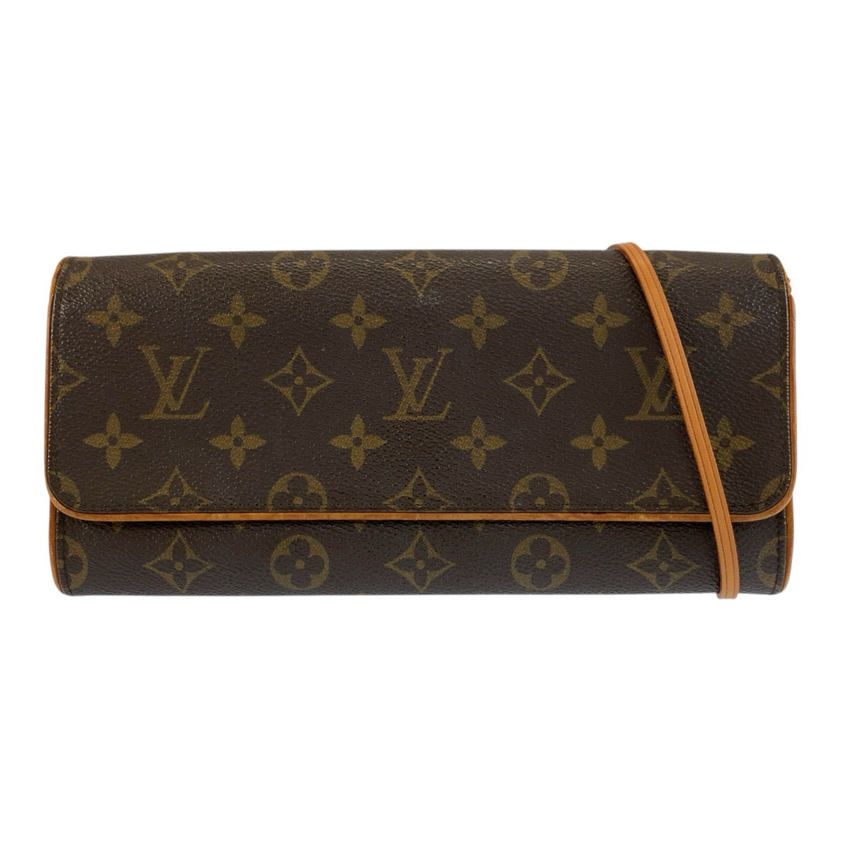 LOUIS VUITTON ルイヴィトン モノグラム ポシェットツインGM ブラウン ゴールド金具 PVC / レザー M51852 ショルダーバッグ ポシェット レディース B33