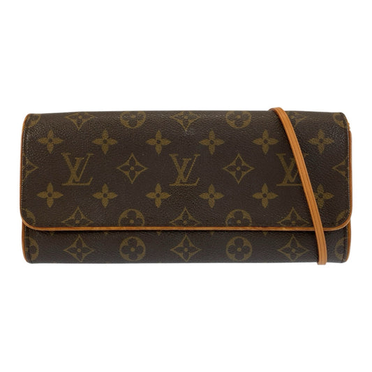 LOUIS VUITTON ルイヴィトン モノグラム ポシェットツインGM ブラウン ゴールド金具 PVC / レザー M51852 ショルダーバッグ ポシェット レディース B33