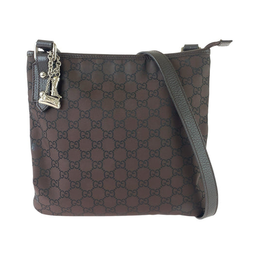 GUCCI グッチ GG柄 ブラウン シルバー金具 ナイロン / レザー 268620 ショルダーバッグ メッセンジャーバッグ レディース AB45