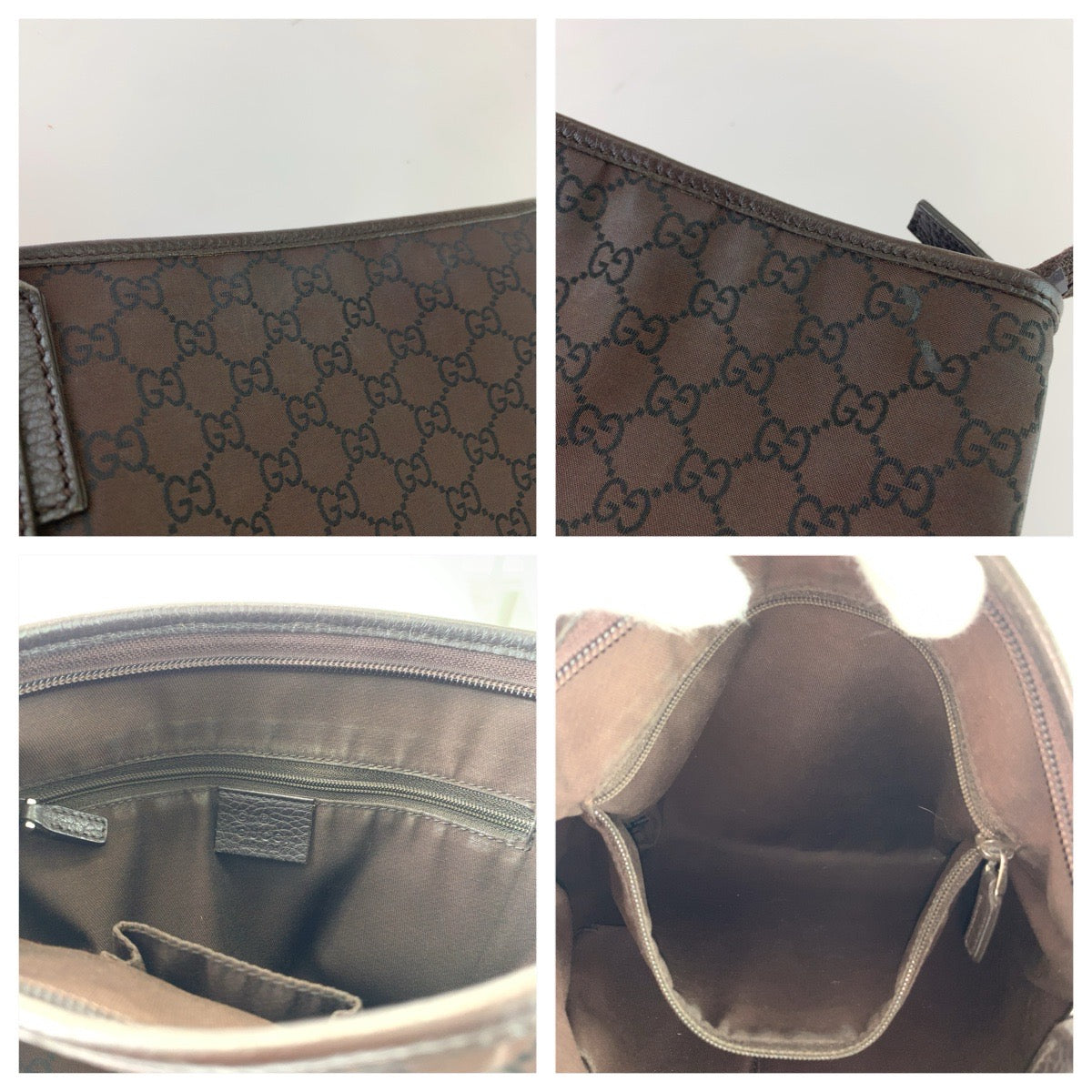 GUCCI グッチ GG柄 ブラウン シルバー金具 ナイロン / レザー 268620 ショルダーバッグ メッセンジャーバッグ レディース AB45