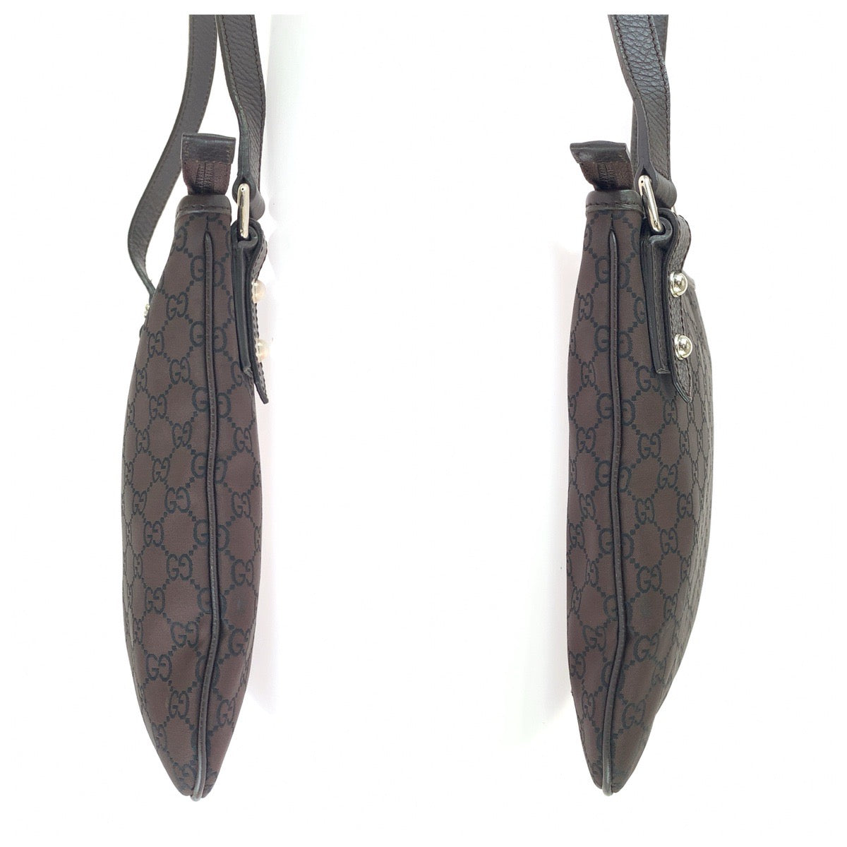 GUCCI グッチ GG柄 ブラウン シルバー金具 ナイロン / レザー 268620 ショルダーバッグ メッセンジャーバッグ レディース AB45