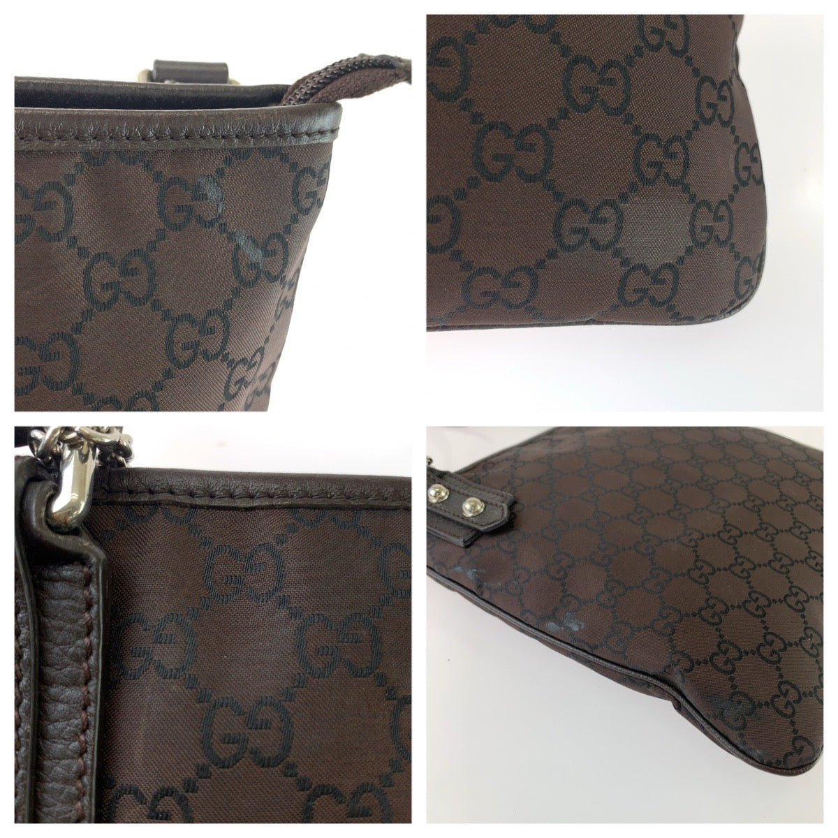 GUCCI グッチ GG柄 ブラウン シルバー金具 ナイロン / レザー 268620 ショルダーバッグ メッセンジャーバッグ レディース AB45