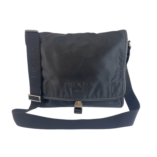 PRADA プラダ テスート ジャガードロゴ ブラック ナイロン ショルダーバッグ メッセンジャーバッグ メンズ AB30