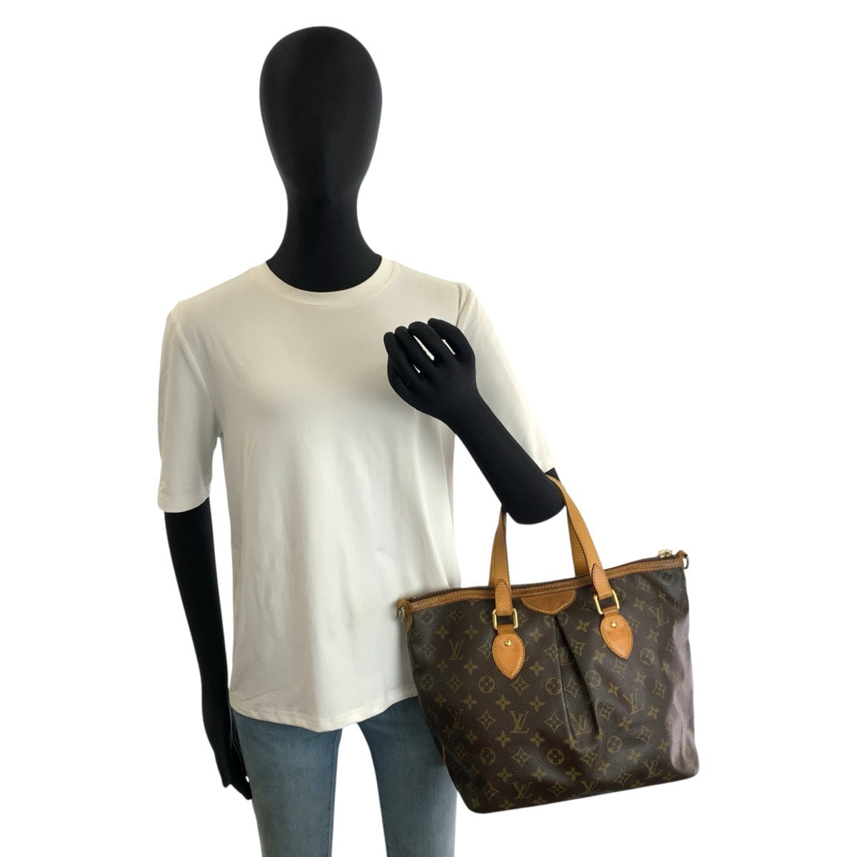 LOUIS VUITTON ルイヴィトン モノグラム パレルモPM ブラウン ゴールド金具 PVC / レザー M40145 ハンドバッグ ショルダーバッグ 2way レディース B80