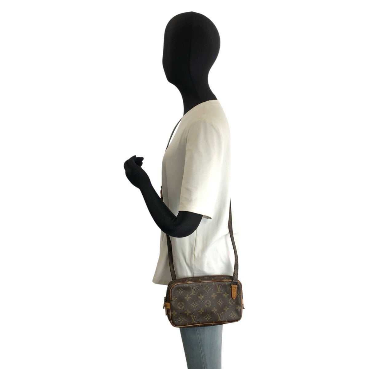 LOUIS VUITTON ルイヴィトン モノグラム マルリーバンドリエール ブラウン ゴールド金具 PVC / レザー M51828 ショルダーバッグ ポシェット レディース B44