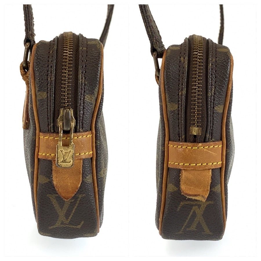 LOUIS VUITTON ルイヴィトン モノグラム マルリーバンドリエール ブラウン ゴールド金具 PVC / レザー M51828 ショルダーバッグ ポシェット レディース B44