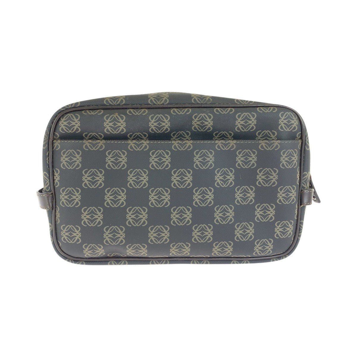 LOEWE ロエベ アナグラム ブラック ブラウン シルバー金具 PVC クラッチバッグ セカンドバッグ メンズ AB17