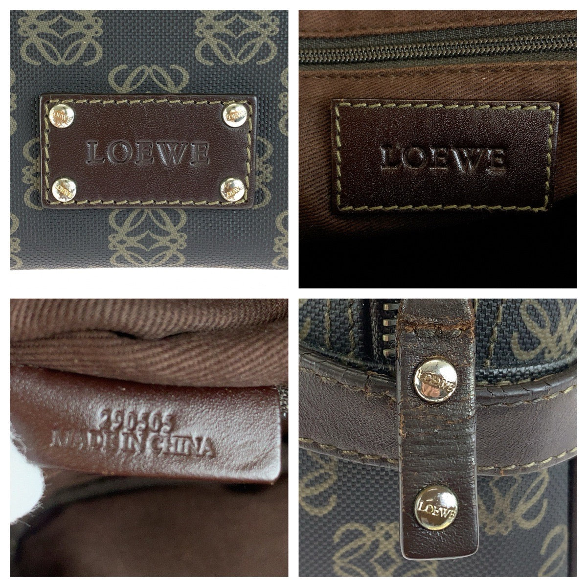 LOEWE ロエベ アナグラム ブラック ブラウン シルバー金具 PVC クラッチバッグ セカンドバッグ メンズ AB17