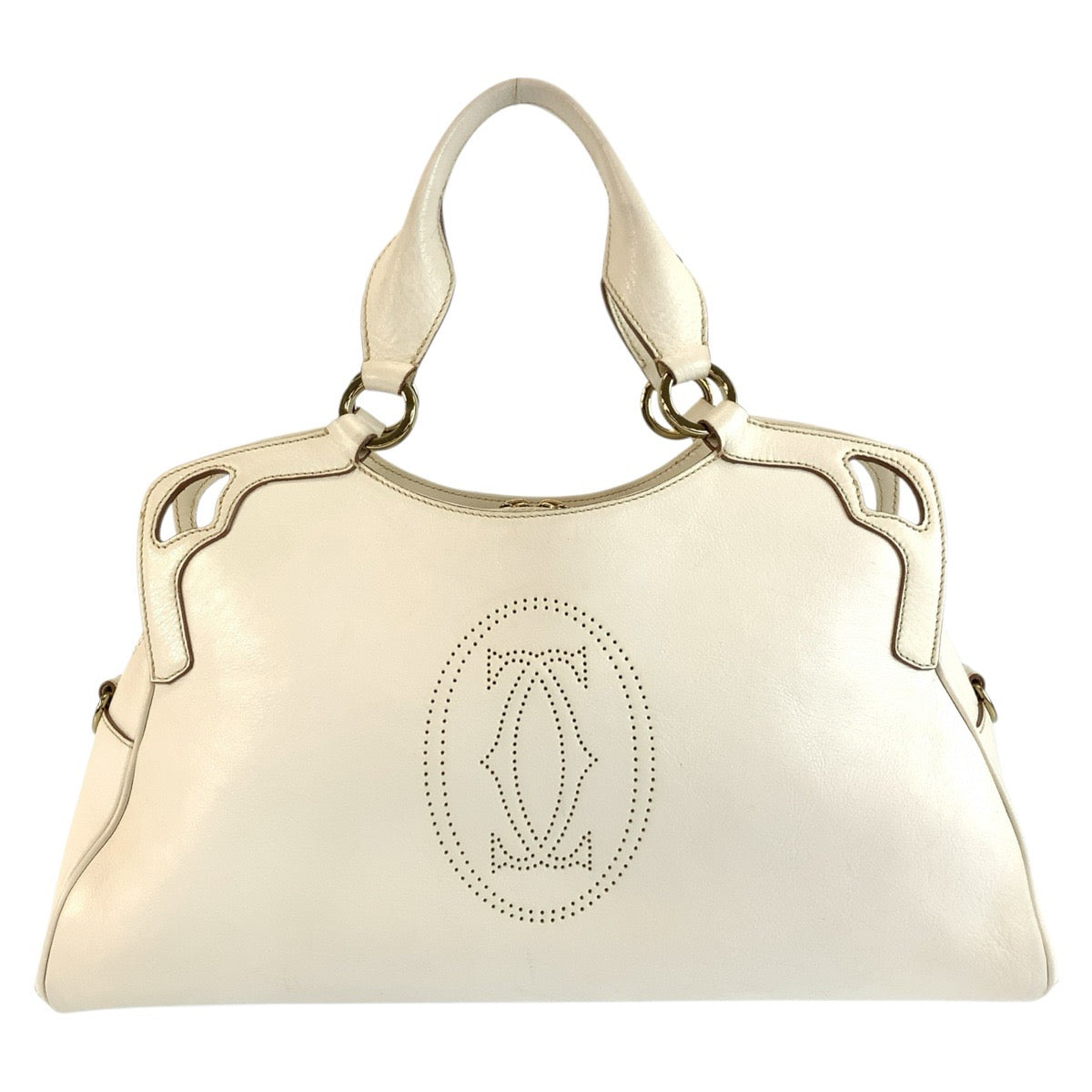 CARTIER カルティエ マルチェロ ドゥ カルティエ ホワイト ゴールド金具 レザー ハンドバッグ ショルダーバッグ 2way レディース ABP63