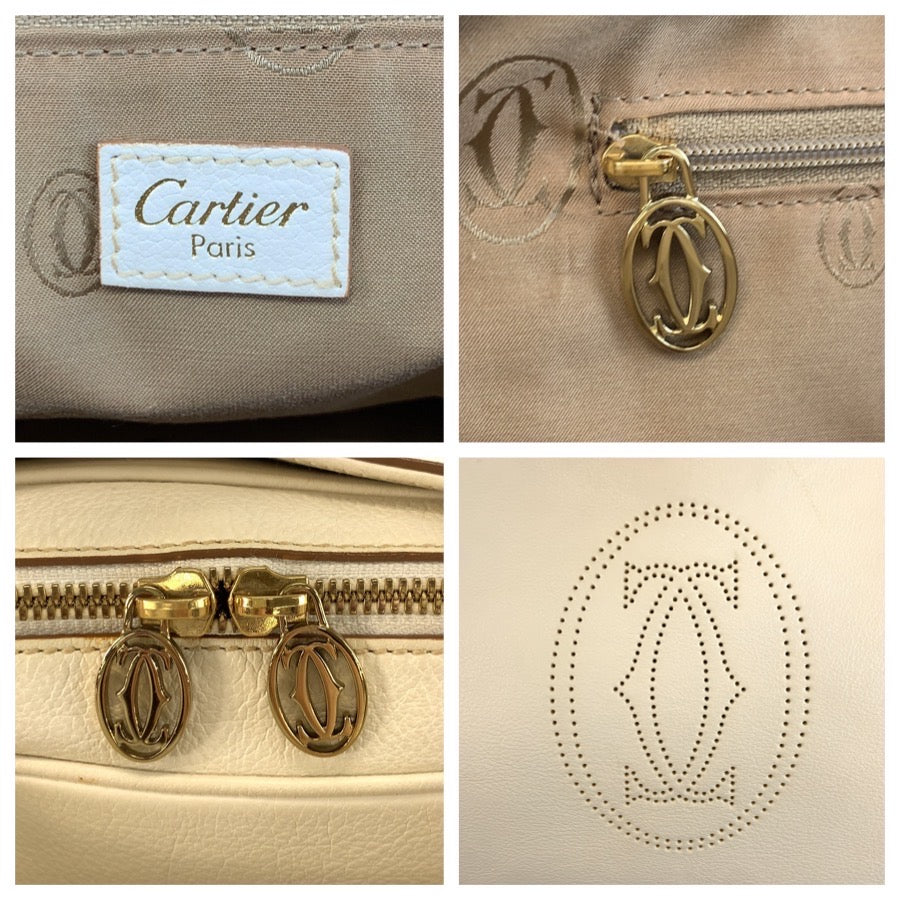 CARTIER カルティエ マルチェロ ドゥ カルティエ ホワイト ゴールド金具 レザー ハンドバッグ ショルダーバッグ 2way レディース ABP63