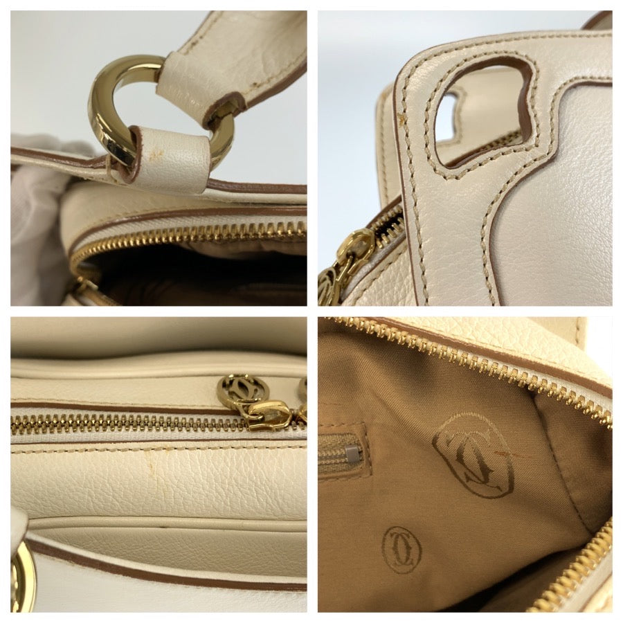 CARTIER カルティエ マルチェロ ドゥ カルティエ ホワイト ゴールド金具 レザー ハンドバッグ ショルダーバッグ 2way レディース ABP63