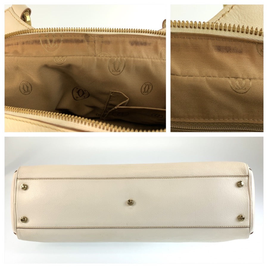 CARTIER カルティエ マルチェロ ドゥ カルティエ ホワイト ゴールド金具 レザー ハンドバッグ ショルダーバッグ 2way レディース ABP63