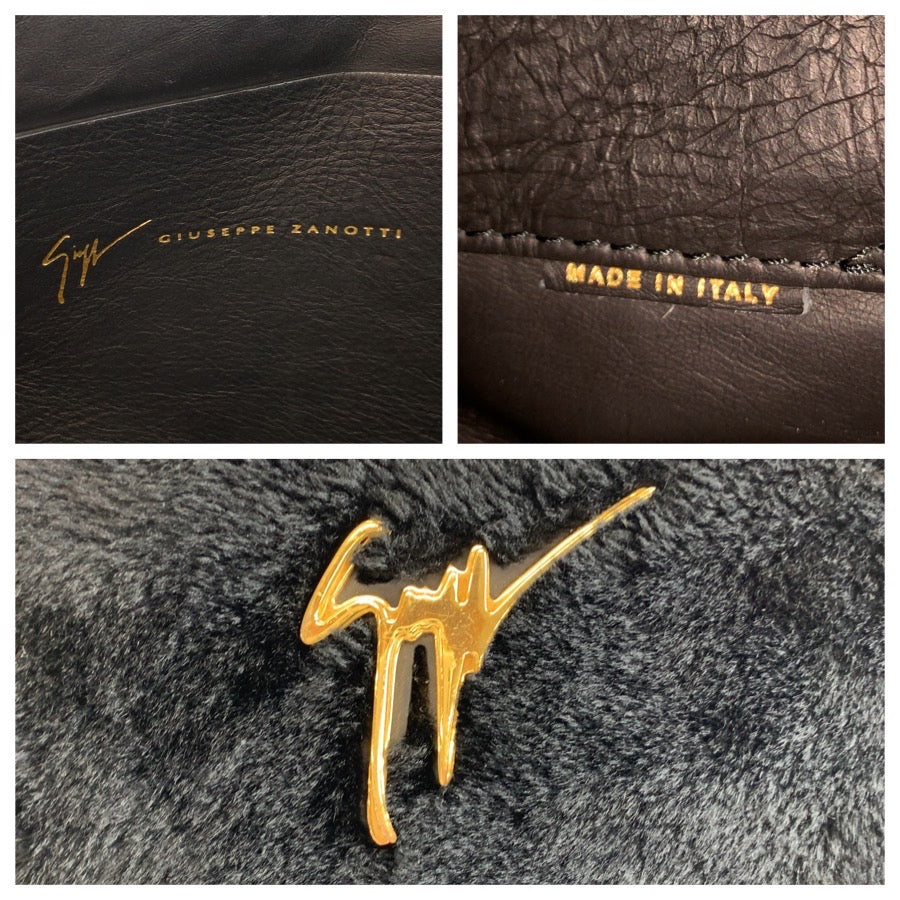 GIUSEPPE ZANOTTI ジュゼッペザノッティ ブラック 黒 ゴールド金具 レザー / アクリル クラッチバッグ セカンドバッグ レディース A25